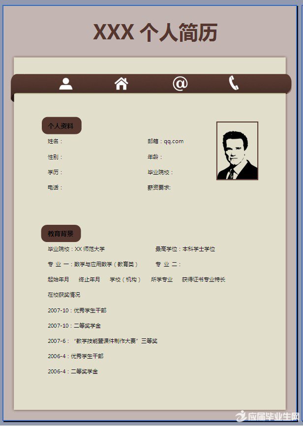 数学老师的个人简历模板